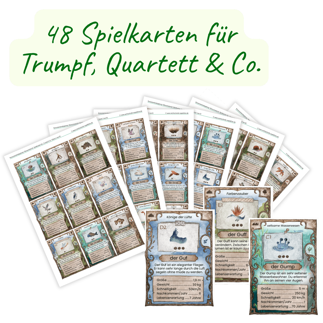 Mockup Material-Paket Pseudowörter - Spielkarten