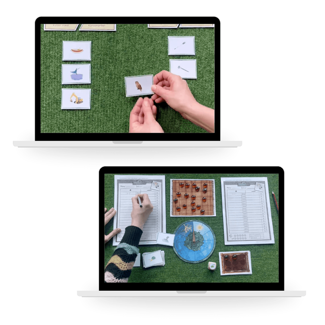Mockup Konsonantendopplung Erklärvideos Forschersituation und Spiel